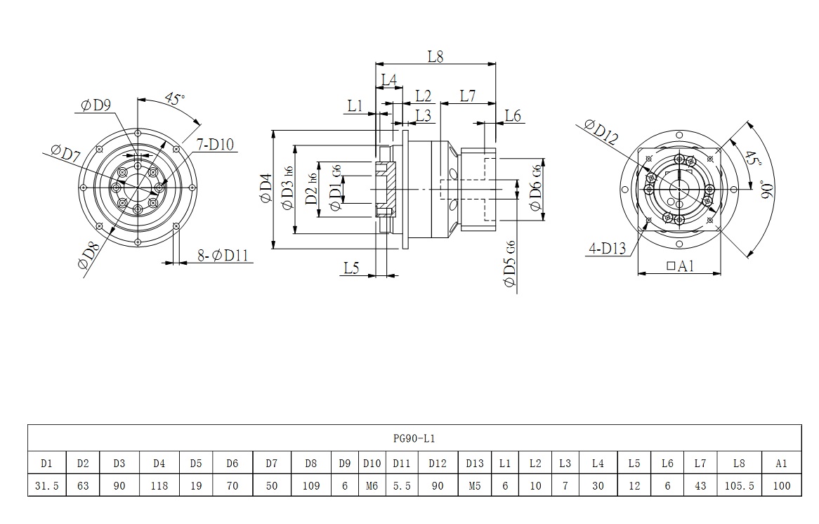 PG90_L1系列行星減速器圖紙 PG90_L1系列行星減速器圖紙